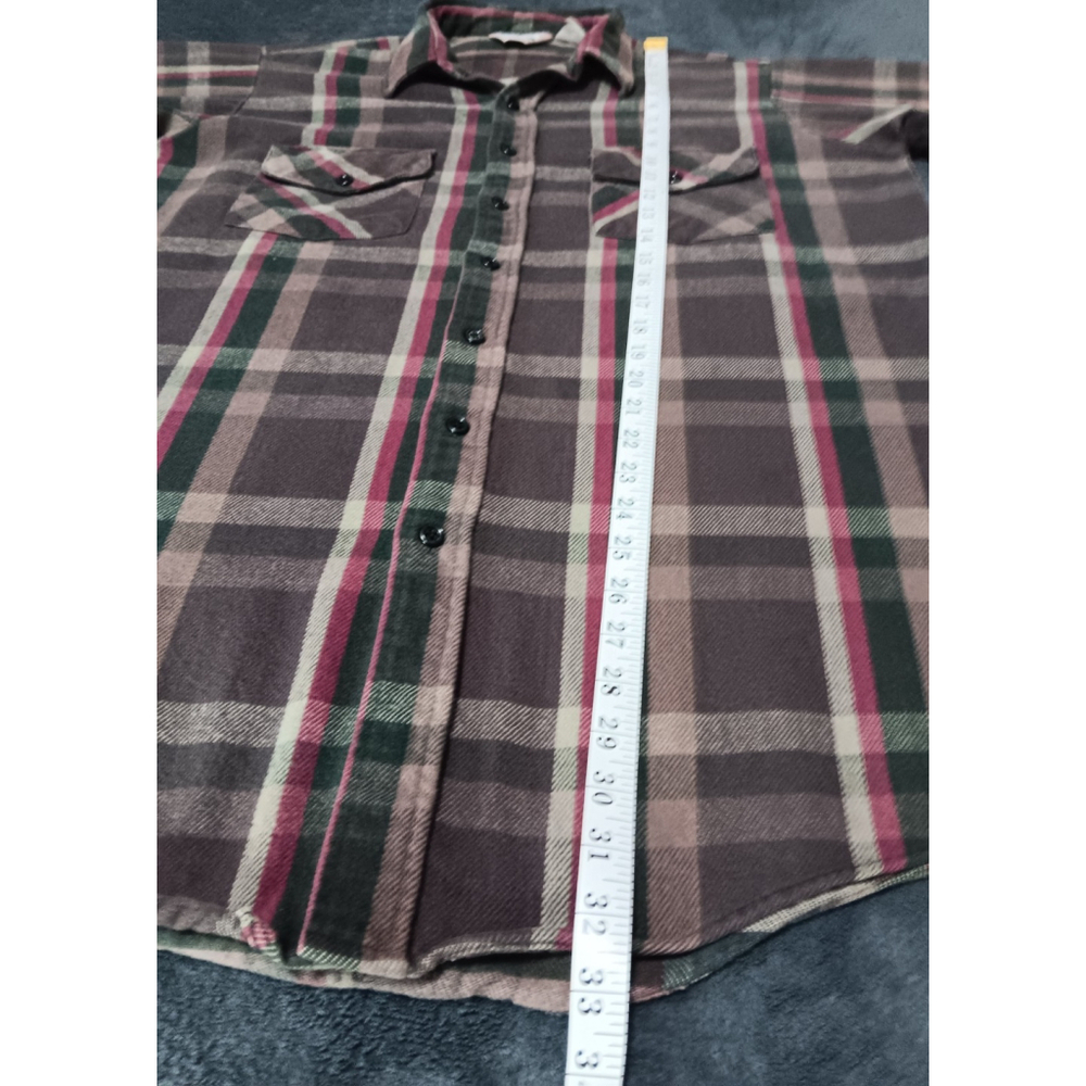 Vintage 80s 90s Winter Run Men’s XL Shirt Plaid Flannel Button Up Brown USA - Picture 8 of 8